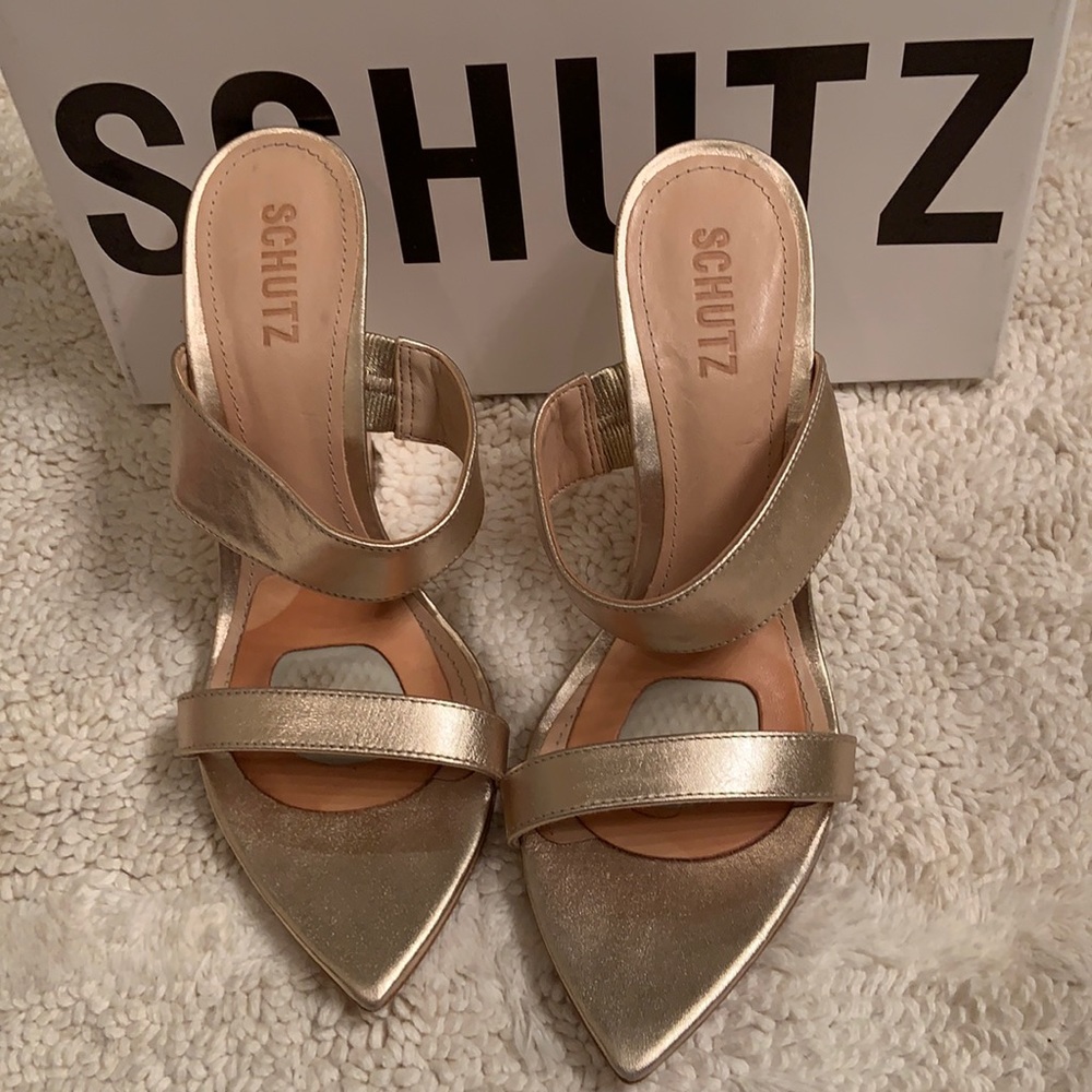 Ladies gold wedge sandals